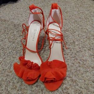 Orange Ruffle Heels